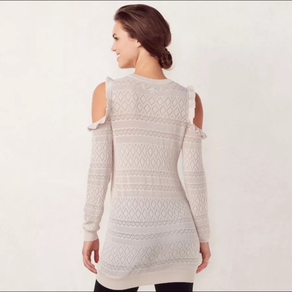 LC Lauren Conrad Cream Off-the-Shoulder Sweater Size XL - Picture 2 of 12